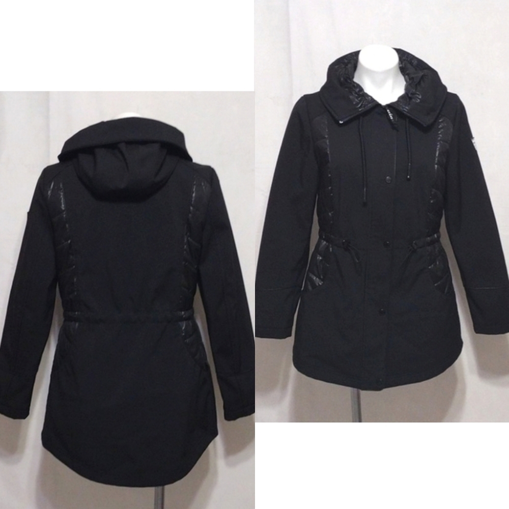 New Guess Hooded Quilted Puffer Coat Jacket Medium Winter Cozy Warm Insulated